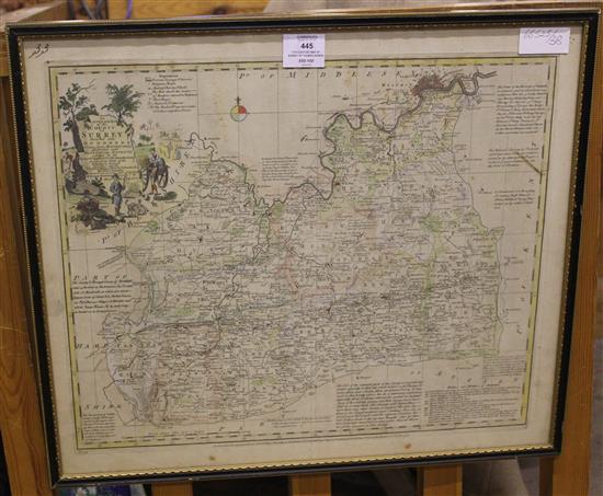 17th century map of Surrey by Thomas Bowen